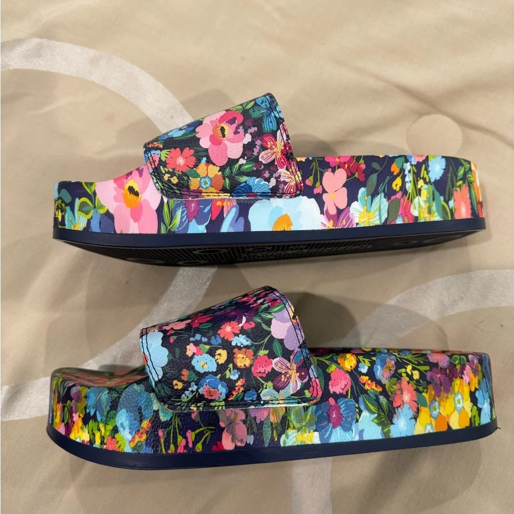 Johnny Was Multicolor Floral Slides - Picture 3 of 4